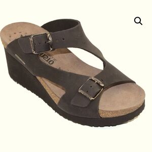 Mephisto Terie Charcoal Wedge Sandals